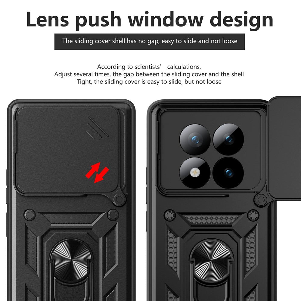 For Xiaomi Poco M8 Pro 5G / Redmi Note 15 Pro+ 5G (Global) Case with Slide Camera Lid PC + TPU Kickstand Phone Cover