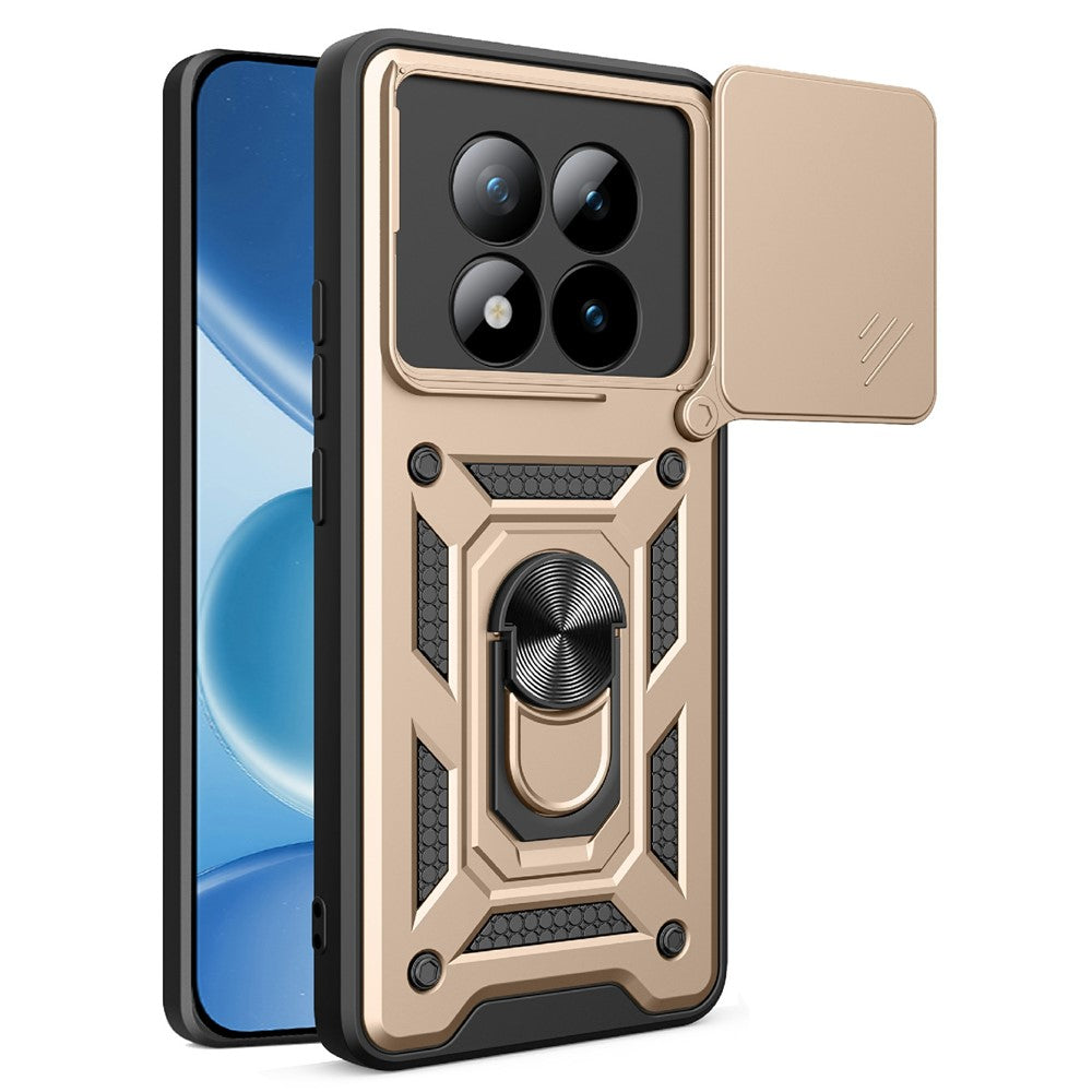For Xiaomi Poco M8 Pro 5G / Redmi Note 15 Pro+ 5G (Global) Case with Slide Camera Lid PC + TPU Kickstand Phone Cover