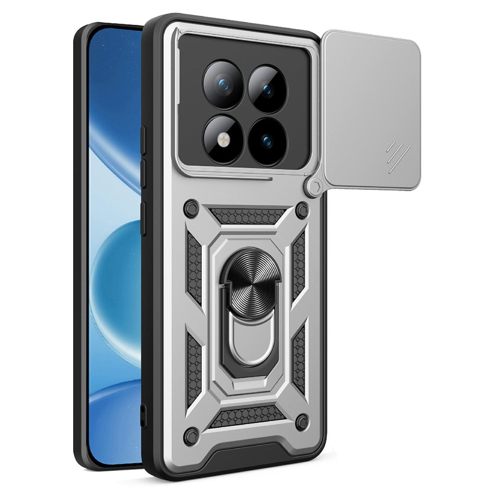 For Xiaomi Poco M8 Pro 5G / Redmi Note 15 Pro+ 5G (Global) Case with Slide Camera Lid PC + TPU Kickstand Phone Cover