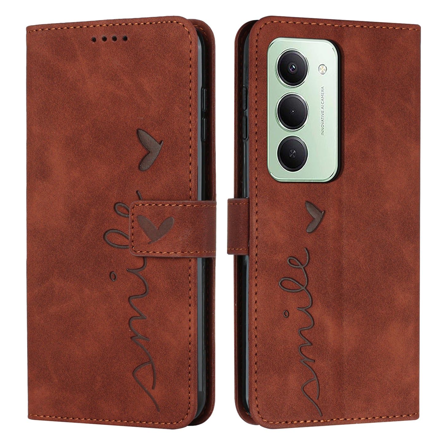 For Xiaomi Redmi 15 4G (EU) (171mm) Stand Case PU Leather Phone Cover Imprinted Heart Pattern