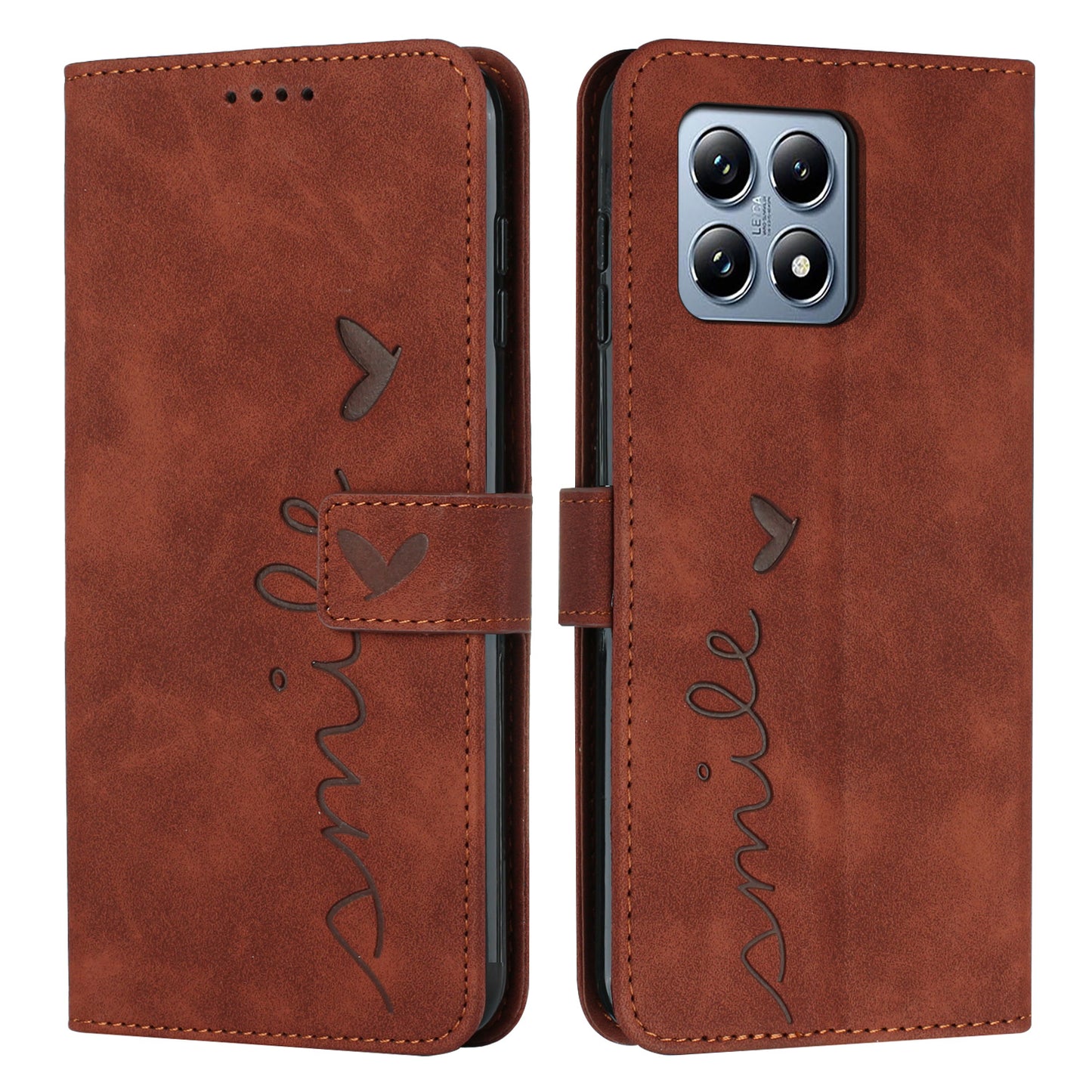 For Xiaomi 15T Stand Case PU Leather Phone Cover Imprinted Heart Pattern