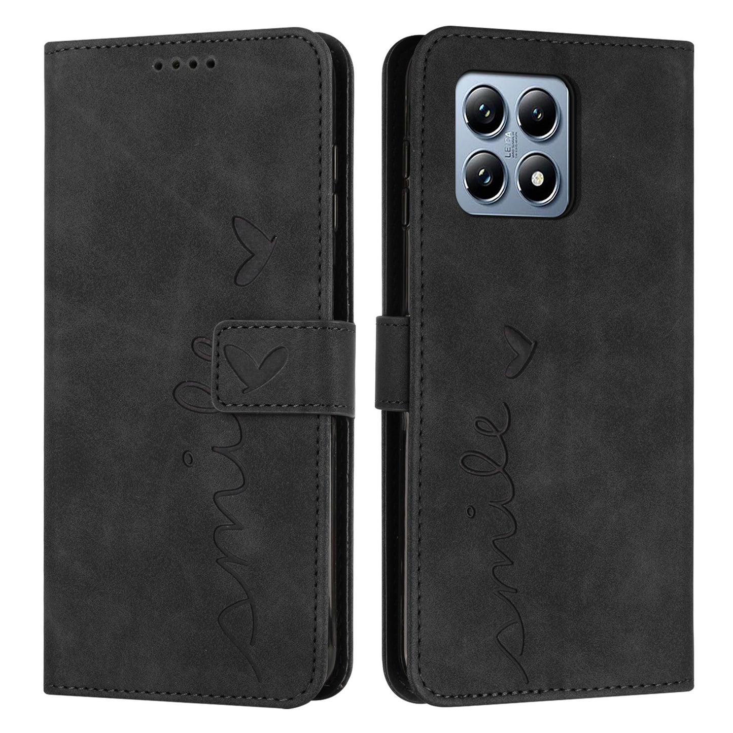 For Xiaomi 15T Stand Case PU Leather Phone Cover Imprinted Heart Pattern
