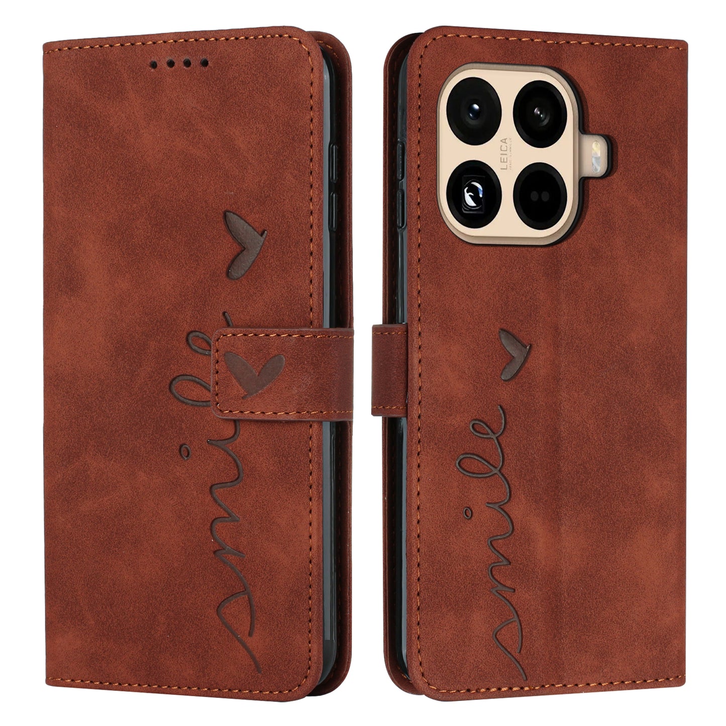 For Xiaomi 15T Pro Stand Case PU Leather Phone Cover Imprinted Heart Pattern