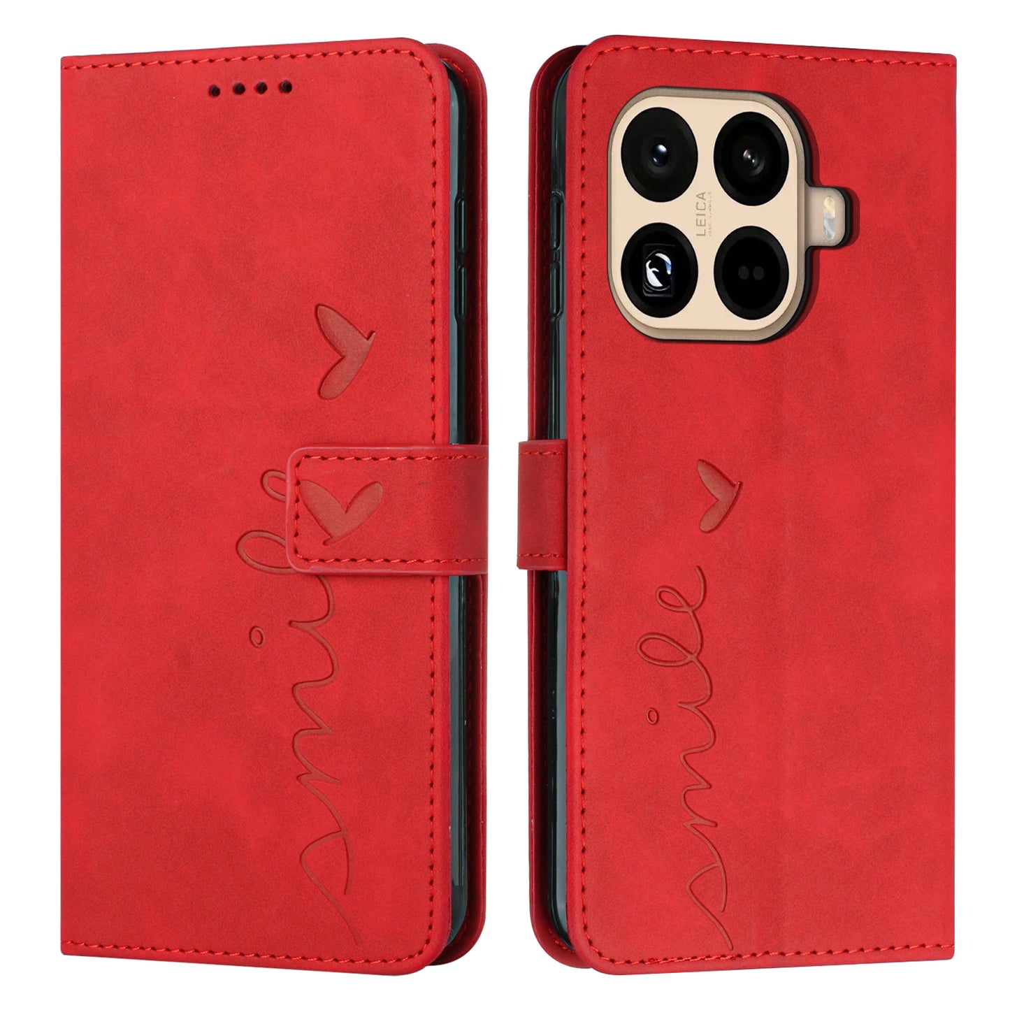 For Xiaomi 15T Pro Stand Case PU Leather Phone Cover Imprinted Heart Pattern