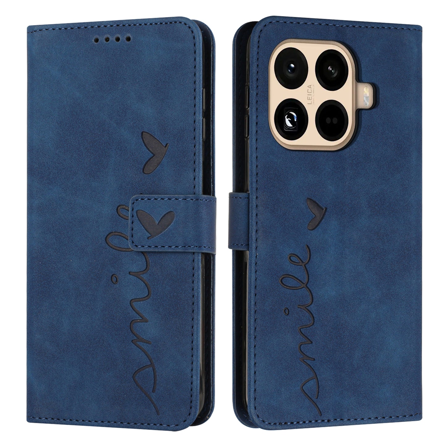 For Xiaomi 15T Pro Stand Case PU Leather Phone Cover Imprinted Heart Pattern