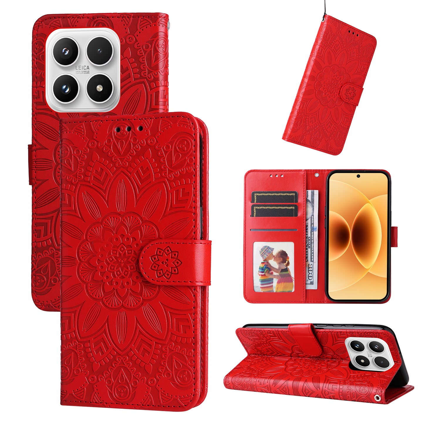For Xiaomi 17 Case Sunflower Imprint Leather Wallet Phone Cover