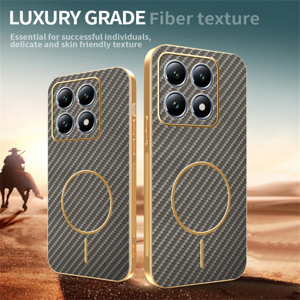 For Xiaomi 15T Phone Case Carbon Fiber Textured Electroplated TPU Back Cover