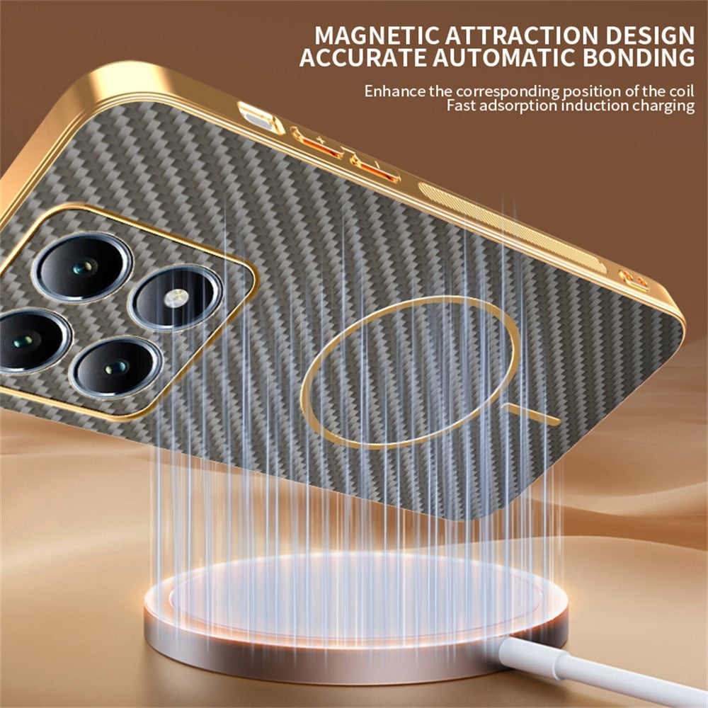 For Xiaomi 15T Phone Case Carbon Fiber Textured Electroplated TPU Back Cover