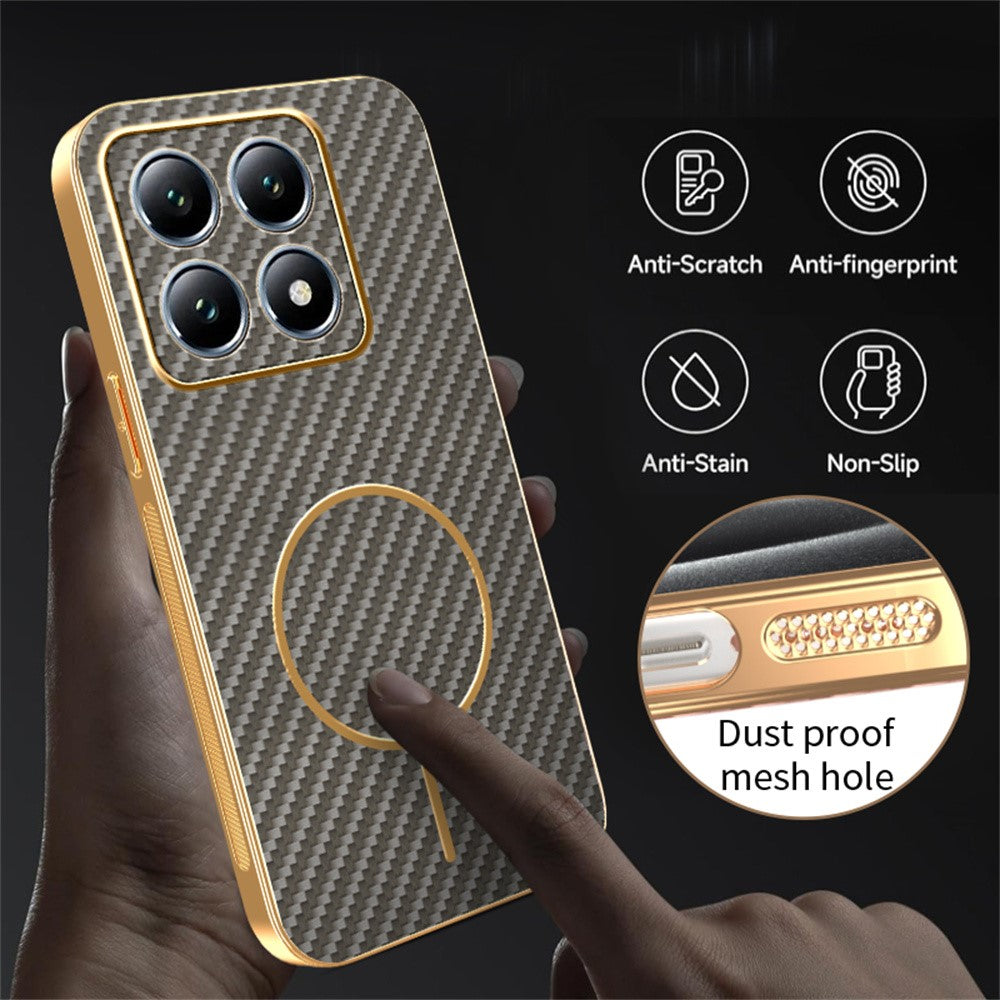 For Xiaomi 15T Phone Case Carbon Fiber Textured Electroplated TPU Back Cover