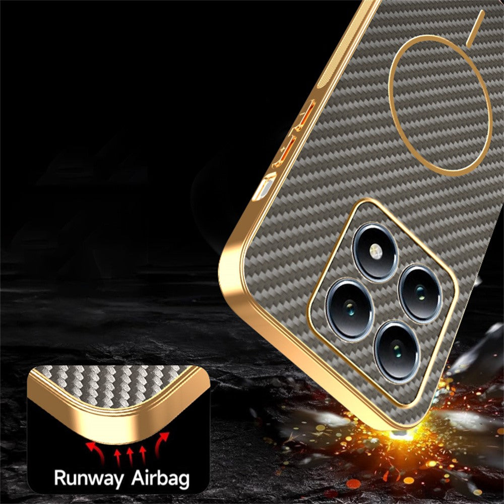 For Xiaomi 15T Phone Case Carbon Fiber Textured Electroplated TPU Back Cover