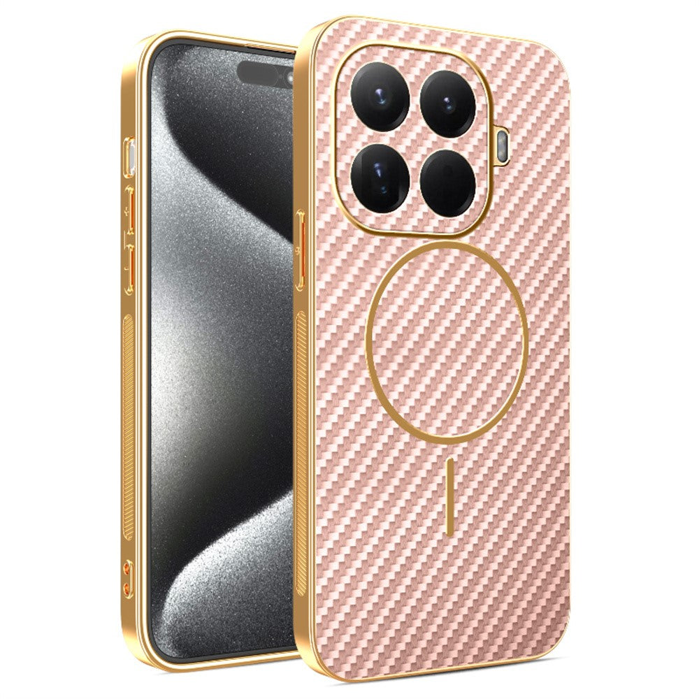 For Xiaomi 15T Pro Phone Case Carbon Fiber Textured Electroplated TPU Back Cover
