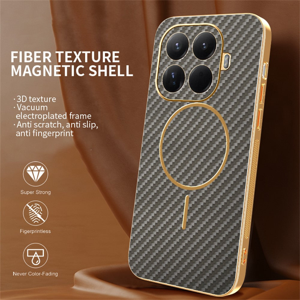For Xiaomi 15T Pro Phone Case Carbon Fiber Textured Electroplated TPU Back Cover
