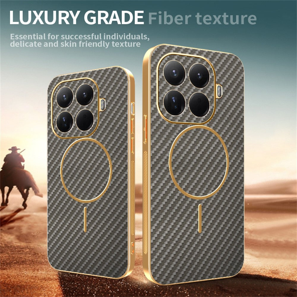 For Xiaomi 15T Pro Phone Case Carbon Fiber Textured Electroplated TPU Back Cover