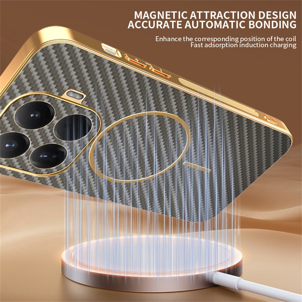 For Xiaomi 15T Pro Phone Case Carbon Fiber Textured Electroplated TPU Back Cover