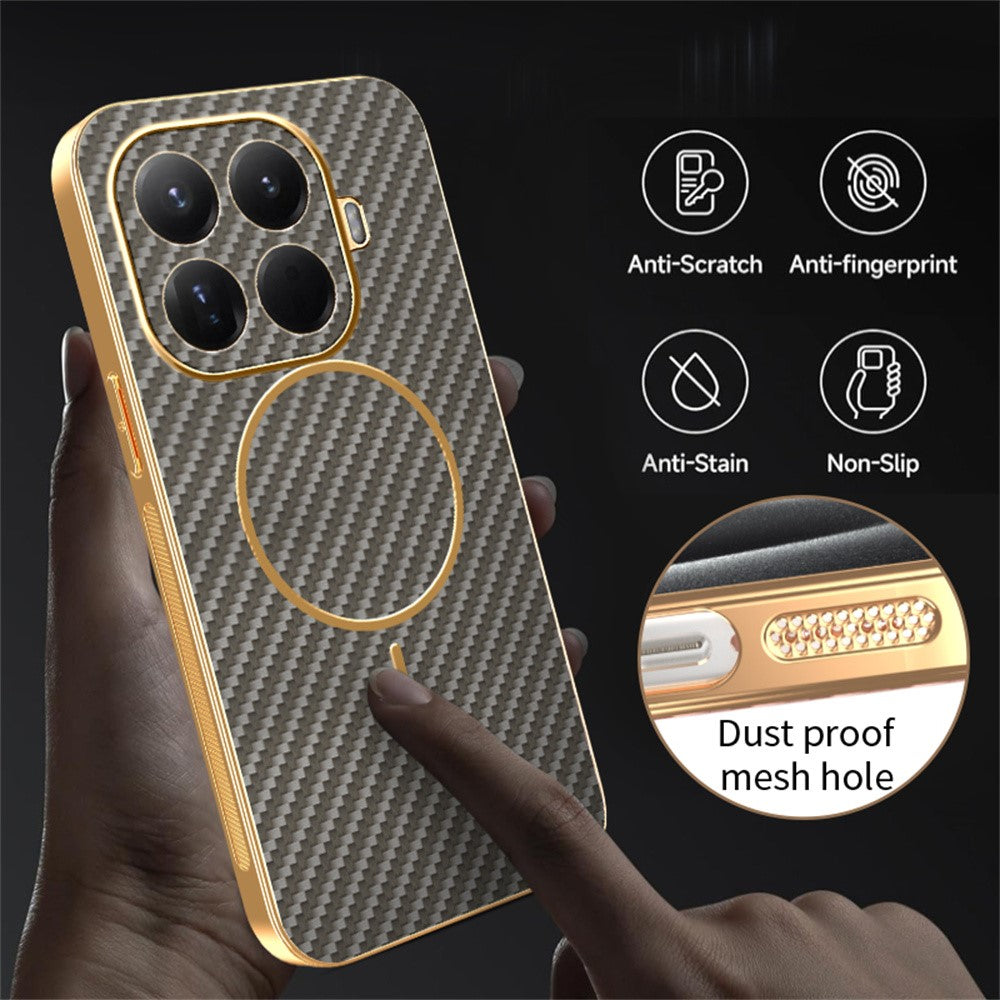 For Xiaomi 15T Pro Phone Case Carbon Fiber Textured Electroplated TPU Back Cover