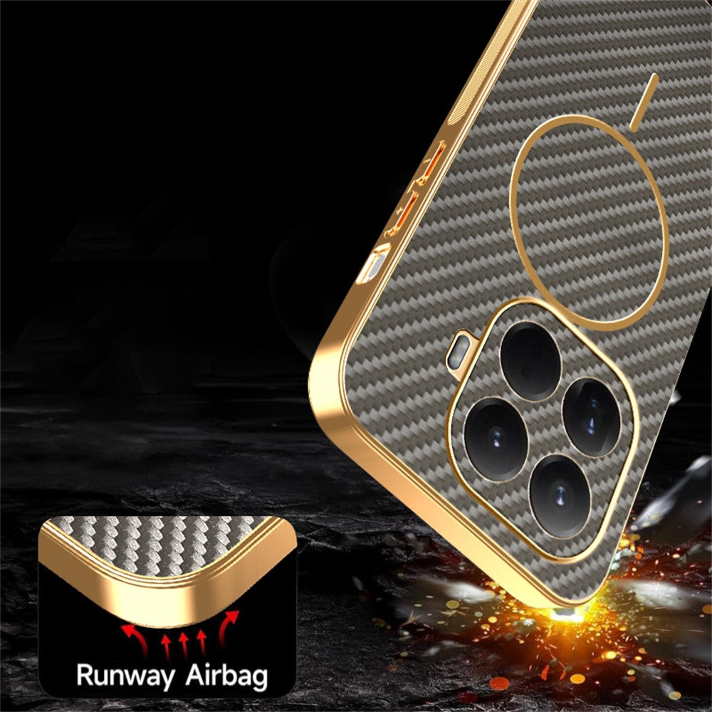 For Xiaomi 15T Pro Phone Case Carbon Fiber Textured Electroplated TPU Back Cover