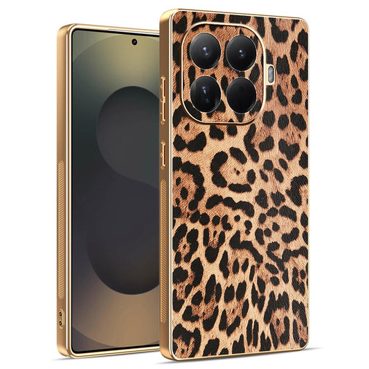 Xiaomi 15T Pro Handyhülle – Leopardenmuster PU-Leder beschichteter PC + TPU-Galvanik