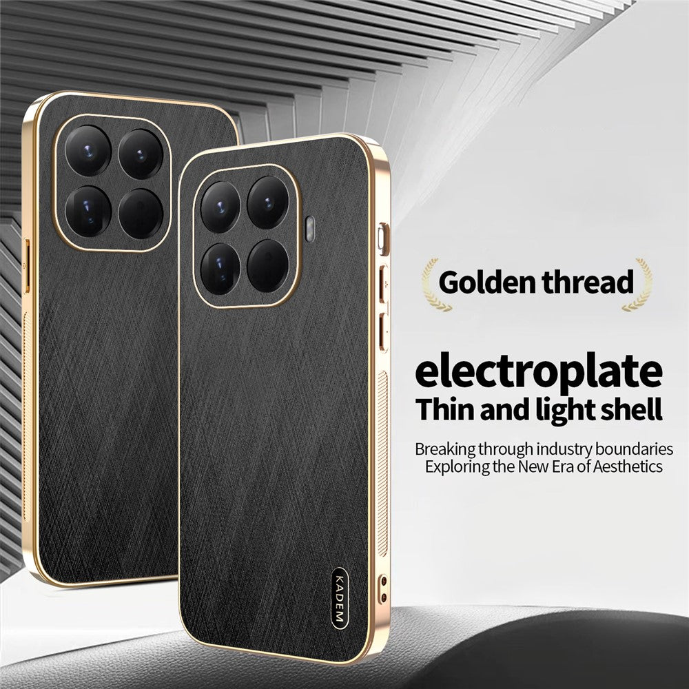 KADEM For Xiaomi 15T Pro Case Electroplating Silk Texture PU + TPU Phone Back Cover
