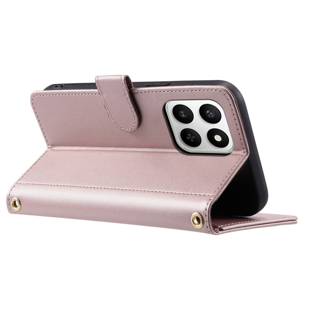 PU Leather Case for Honor 400 Smart 5G / 4G / X7d 5G / 4G Wallet Rhombus Grid Phone Cover with Shoulder Strap / Wrist Strap
