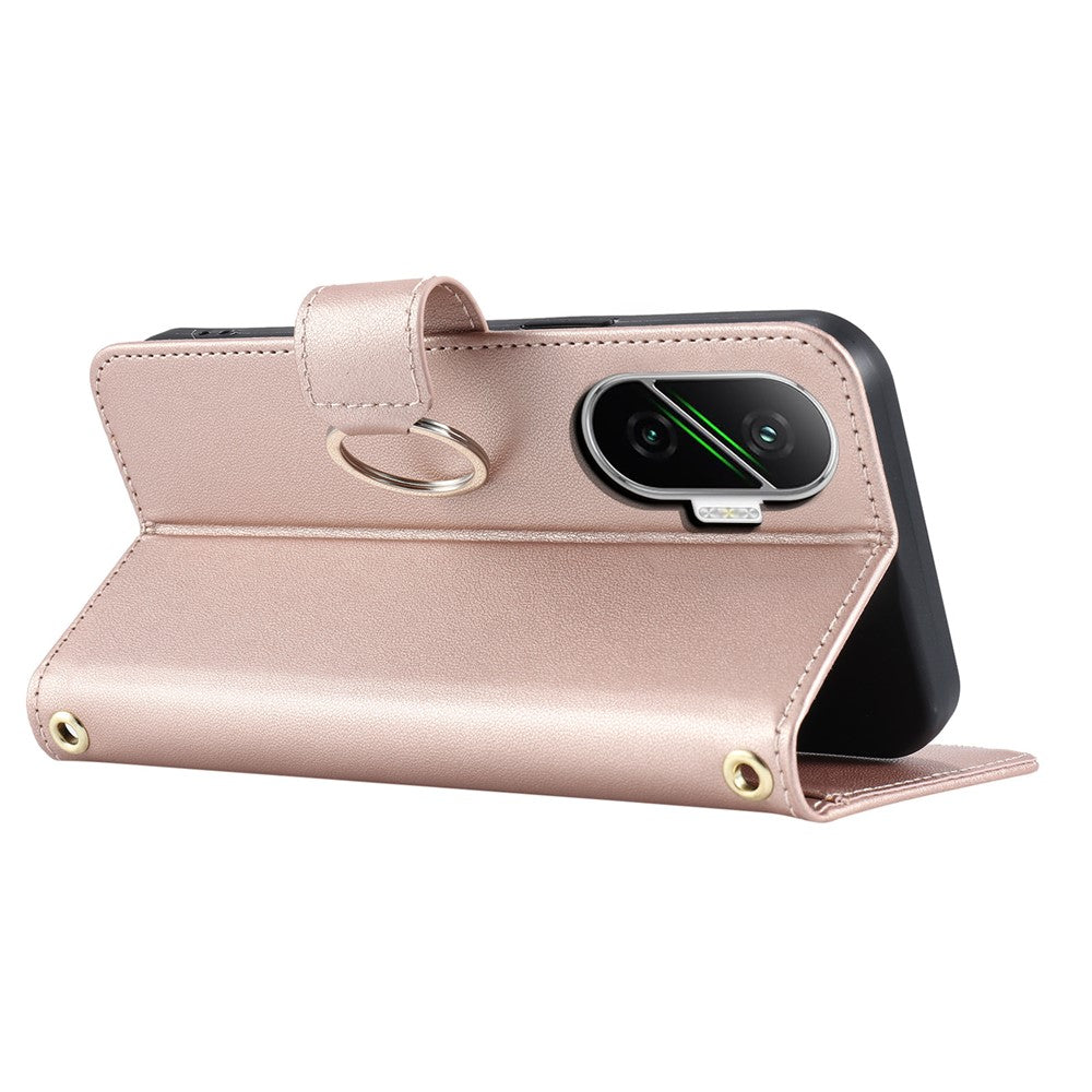 For Xiaomi Poco F7 5G / Redmi Turbo 4 Pro 5G Case Ring Buckle Wallet Stand Rhombus Crossbody Leather Mobile Cover