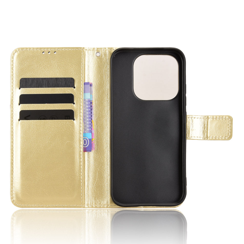 For Xiaomi 17 PU Leather Case with Strap Crazy Horse Texture Phone Wallet Cover