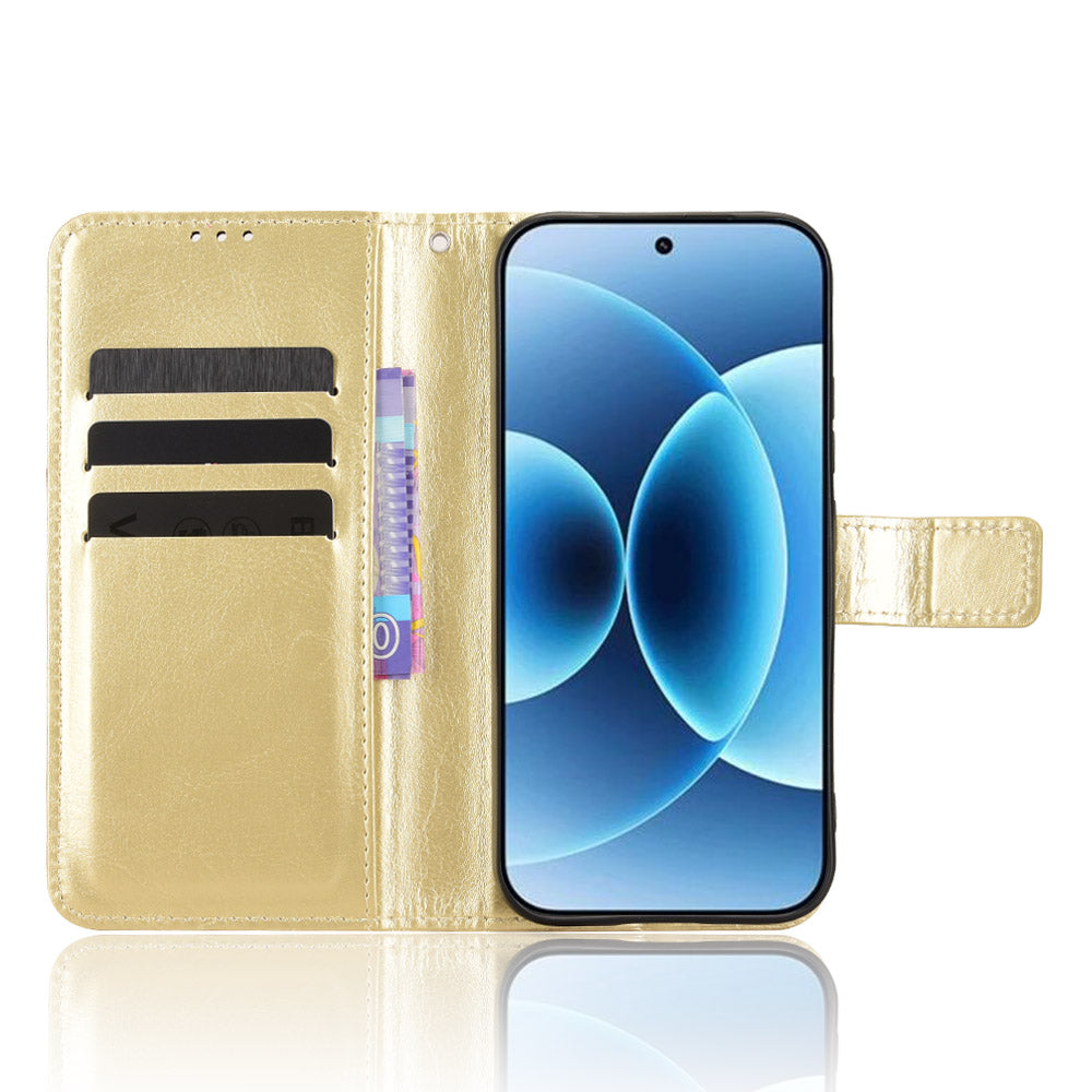 For Xiaomi 17 PU Leather Case with Strap Crazy Horse Texture Phone Wallet Cover