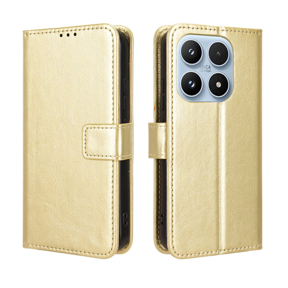 For Xiaomi 17 PU Leather Case with Strap Crazy Horse Texture Phone Wallet Cover