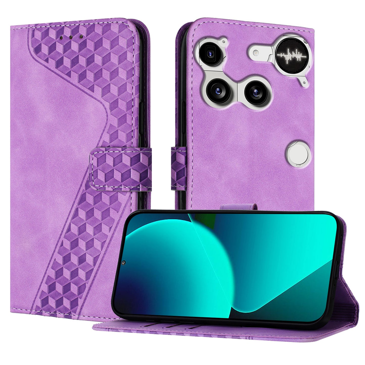 For Nothing Phone (3) 5G Leather Case 7-Shaped Pattern Wallet Stand Shockproof Phone Cover