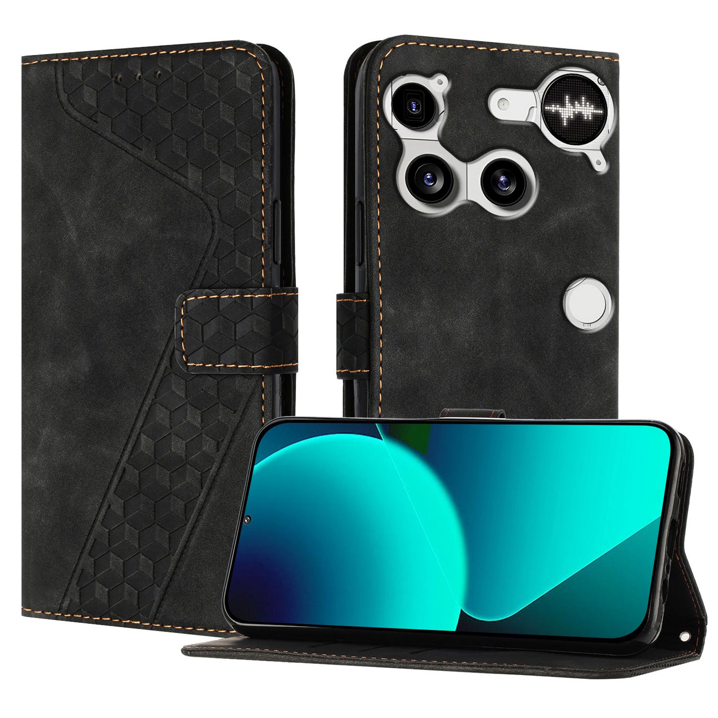 For Nothing Phone (3) 5G Leather Case 7-Shaped Pattern Wallet Stand Shockproof Phone Cover