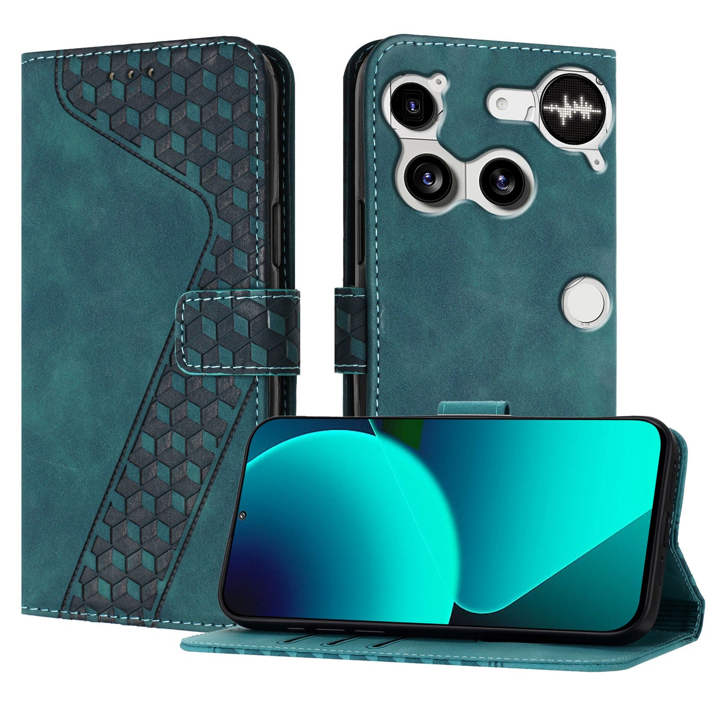 For Nothing Phone (3) 5G Leather Case 7-Shaped Pattern Wallet Stand Shockproof Phone Cover