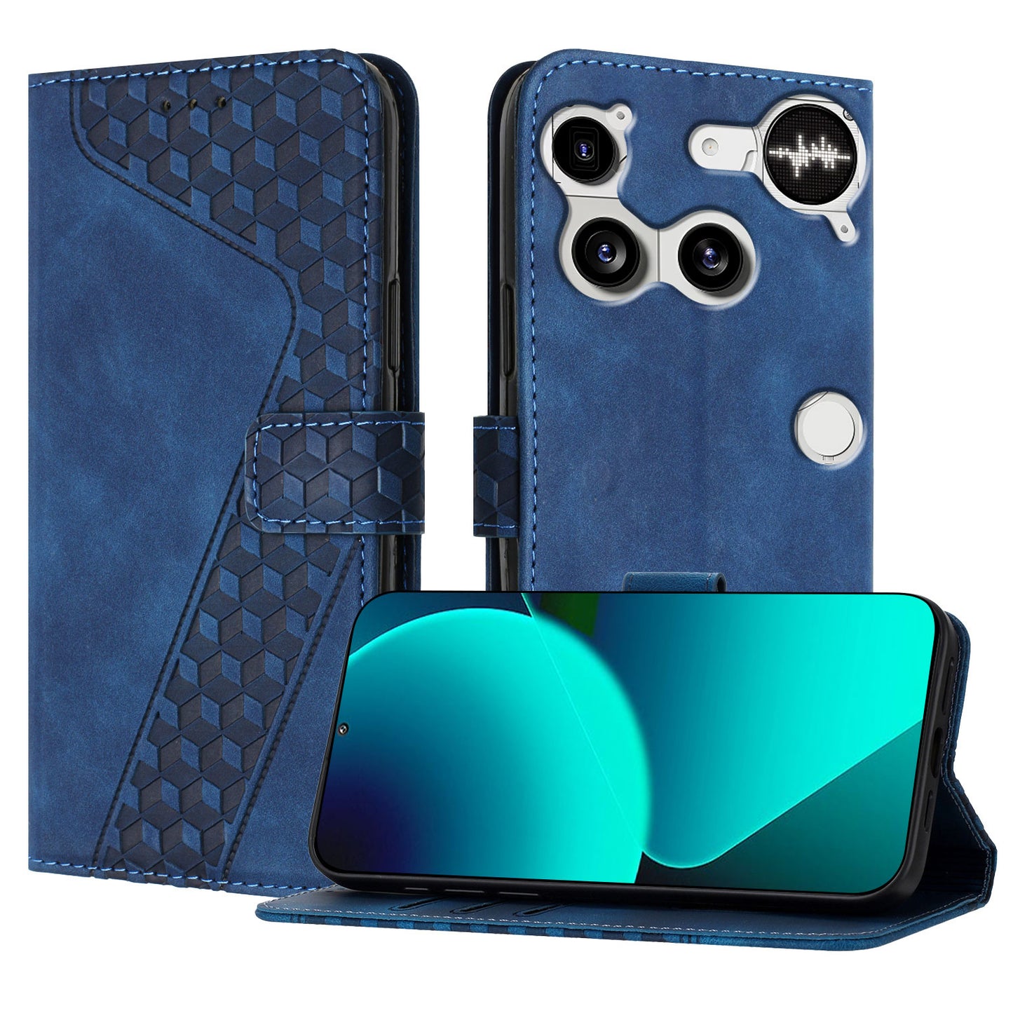 For Nothing Phone (3) 5G Leather Case 7-Shaped Pattern Wallet Stand Shockproof Phone Cover