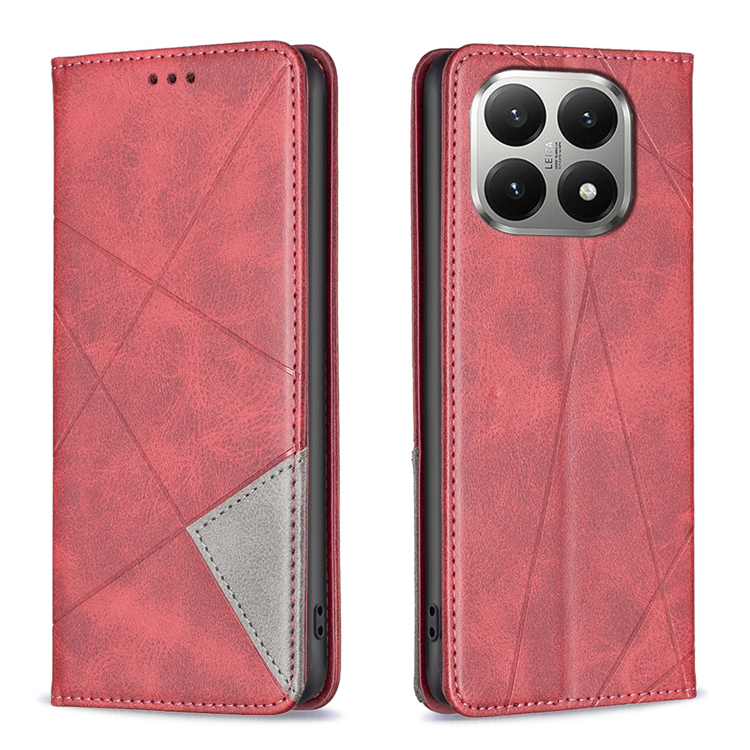 For Xiaomi 15T Case Card Slots Geometry Imprint Leather Phone Cover