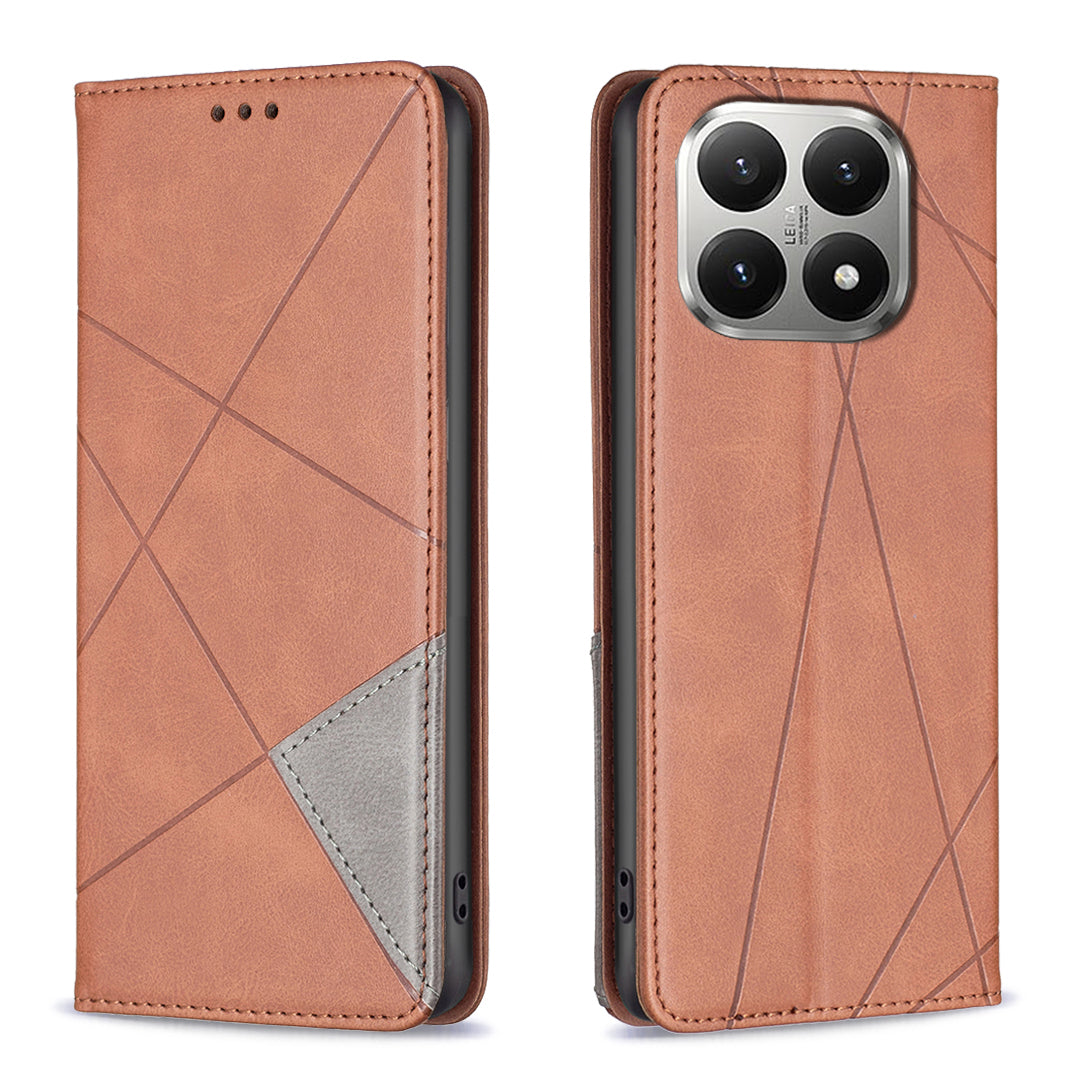 For Xiaomi 15T Case Card Slots Geometry Imprint Leather Phone Cover