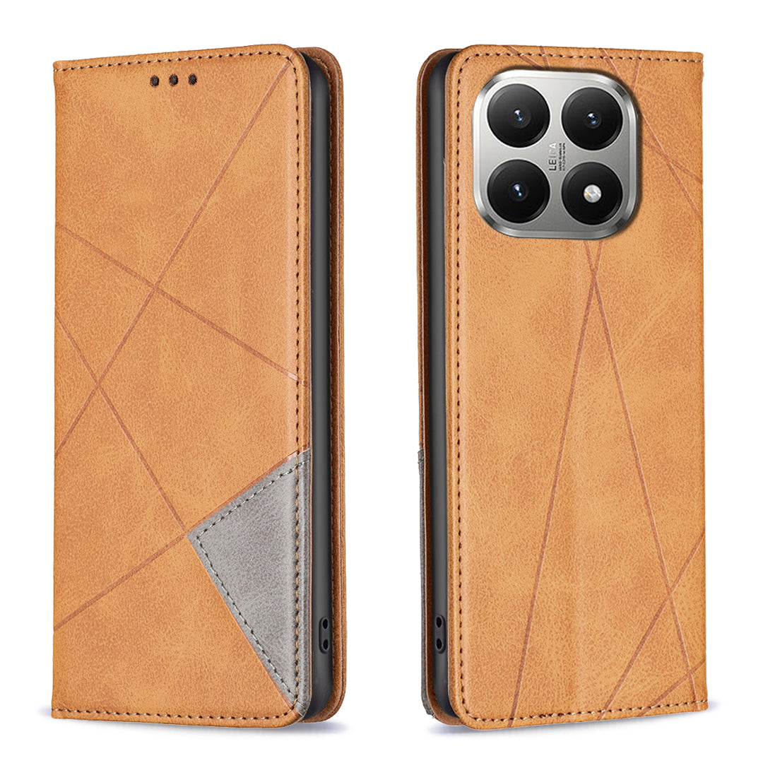For Xiaomi 15T Case Card Slots Geometry Imprint Leather Phone Cover