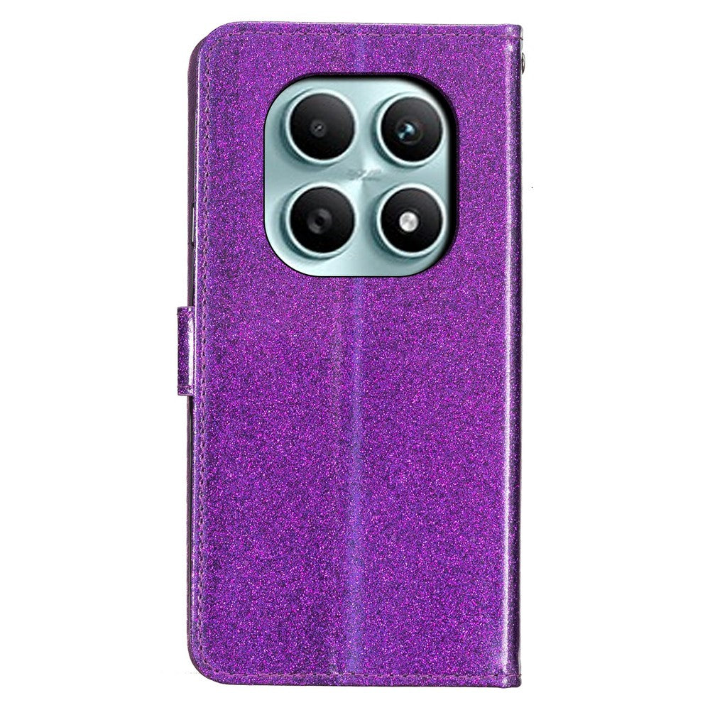 For Xiaomi Poco M8 5G / Redmi Note 15 5G (Global) Wallet Case Glitter Anti-Scratch Leather Stand Phone Cover with Strap