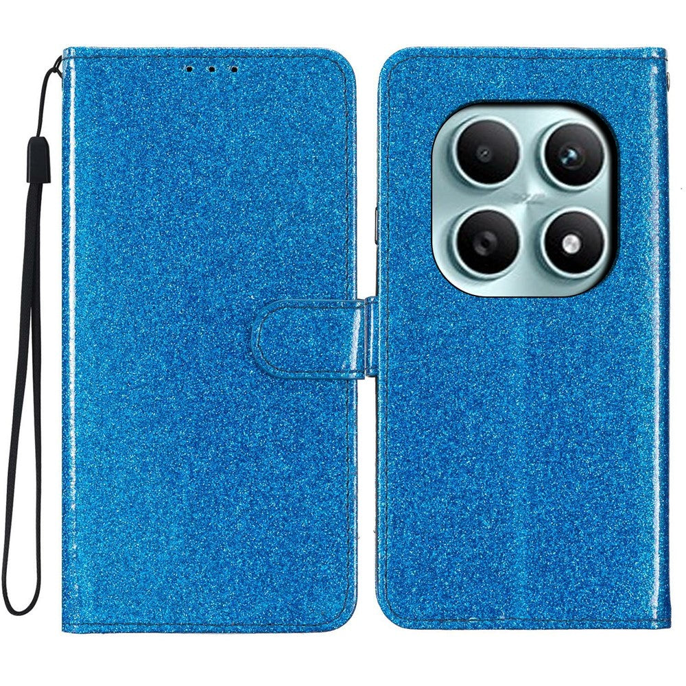 For Xiaomi Poco M8 5G / Redmi Note 15 5G (Global) Wallet Case Glitter Anti-Scratch Leather Stand Phone Cover with Strap