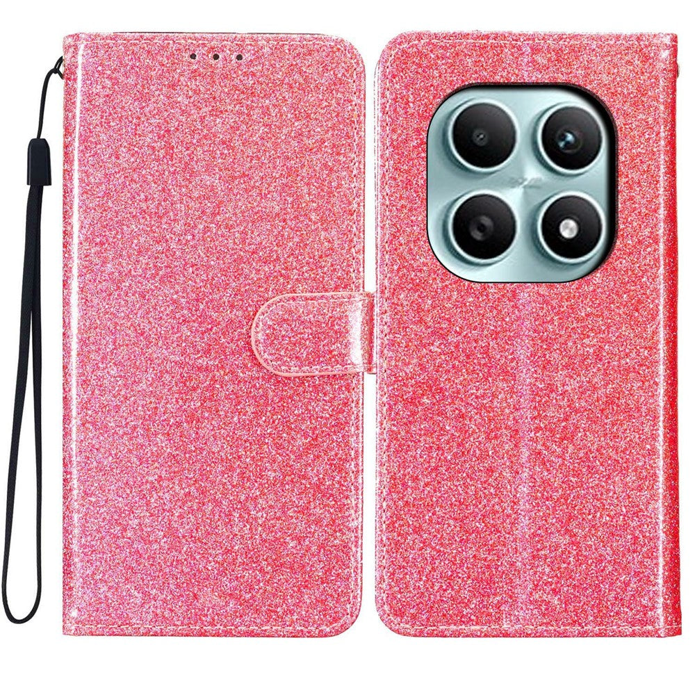 For Xiaomi Poco M8 5G / Redmi Note 15 5G (Global) Wallet Case Glitter Anti-Scratch Leather Stand Phone Cover with Strap