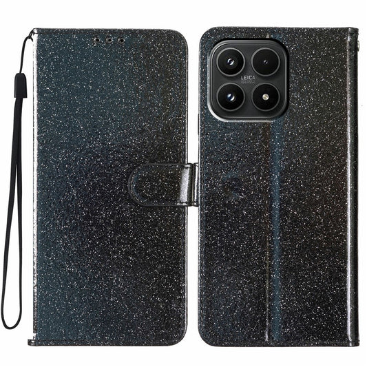 Xiaomi 17 Handyhülle – Brieftaschenetui aus glitzerndem, kratzfestem Leder mit Standfunktion und Riemen