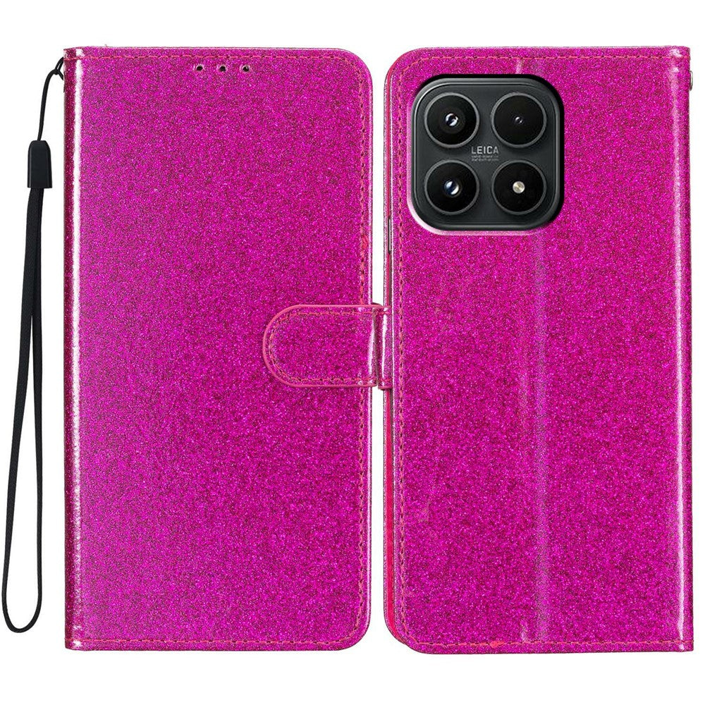 For Xiaomi 17 Wallet Case Glitter Anti-Scratch Leather Stand Phone Cover with Strap