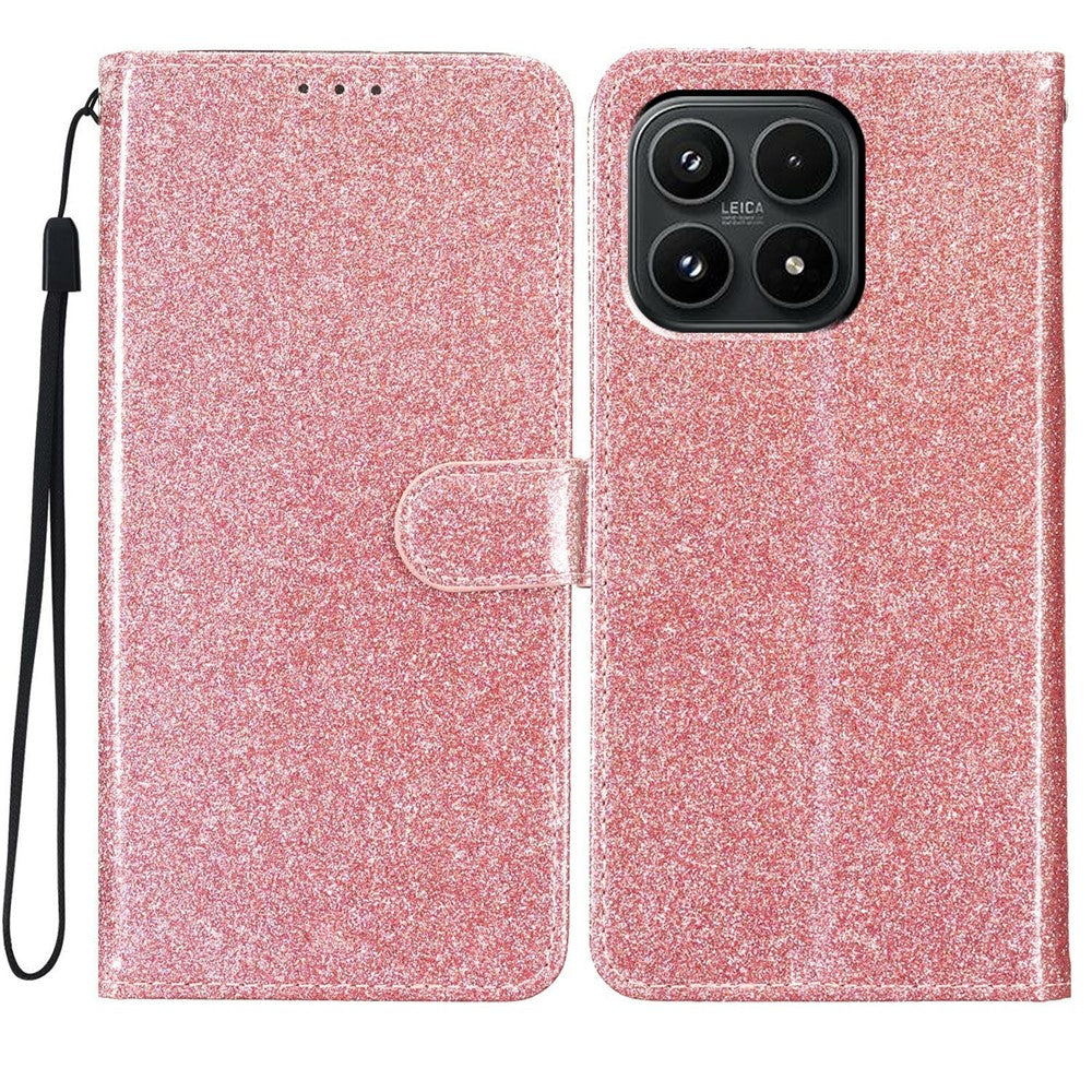 For Xiaomi 17 Wallet Case Glitter Anti-Scratch Leather Stand Phone Cover with Strap