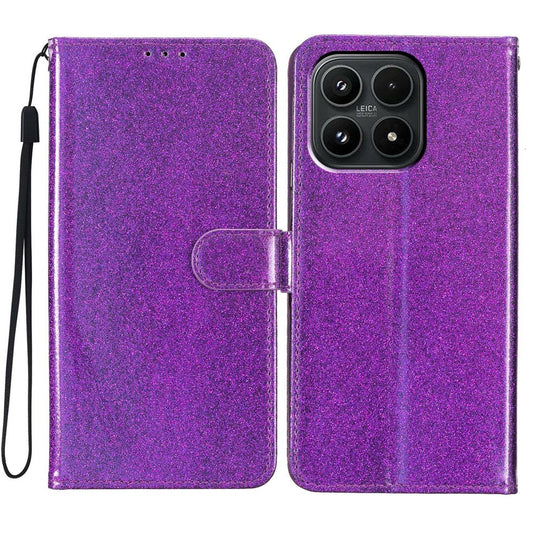 Xiaomi 17 Handyhülle – Brieftaschenetui aus glitzerndem, kratzfestem Leder mit Standfunktion und Riemen