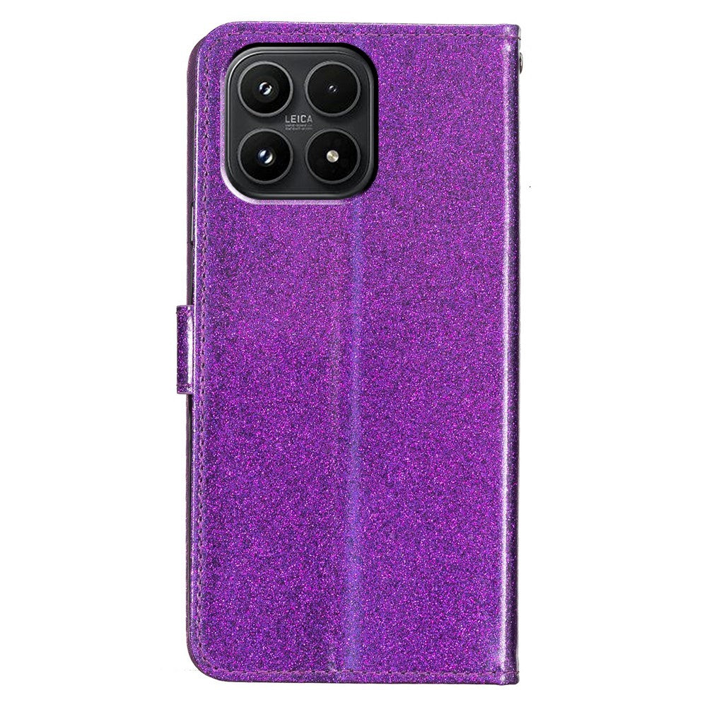 For Xiaomi 17 Wallet Case Glitter Anti-Scratch Leather Stand Phone Cover with Strap