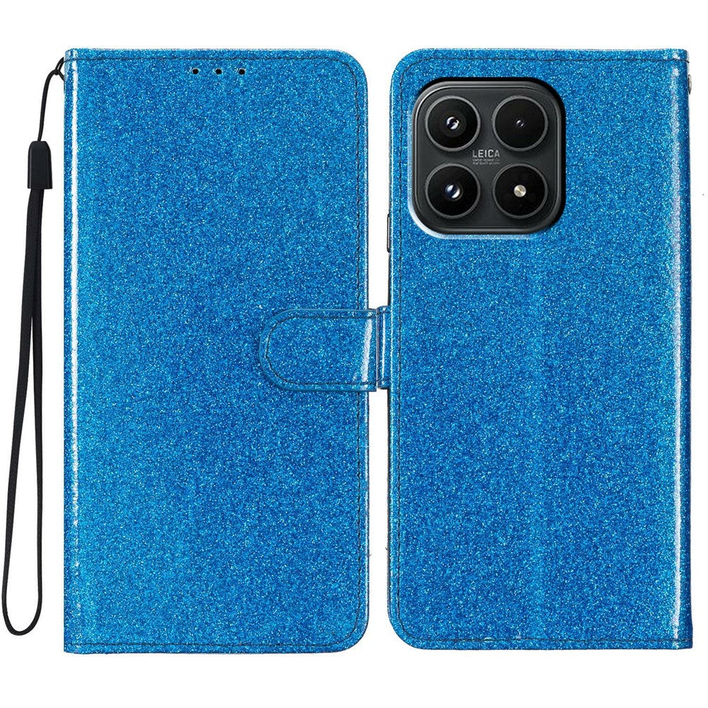 For Xiaomi 17 Wallet Case Glitter Anti-Scratch Leather Stand Phone Cover with Strap