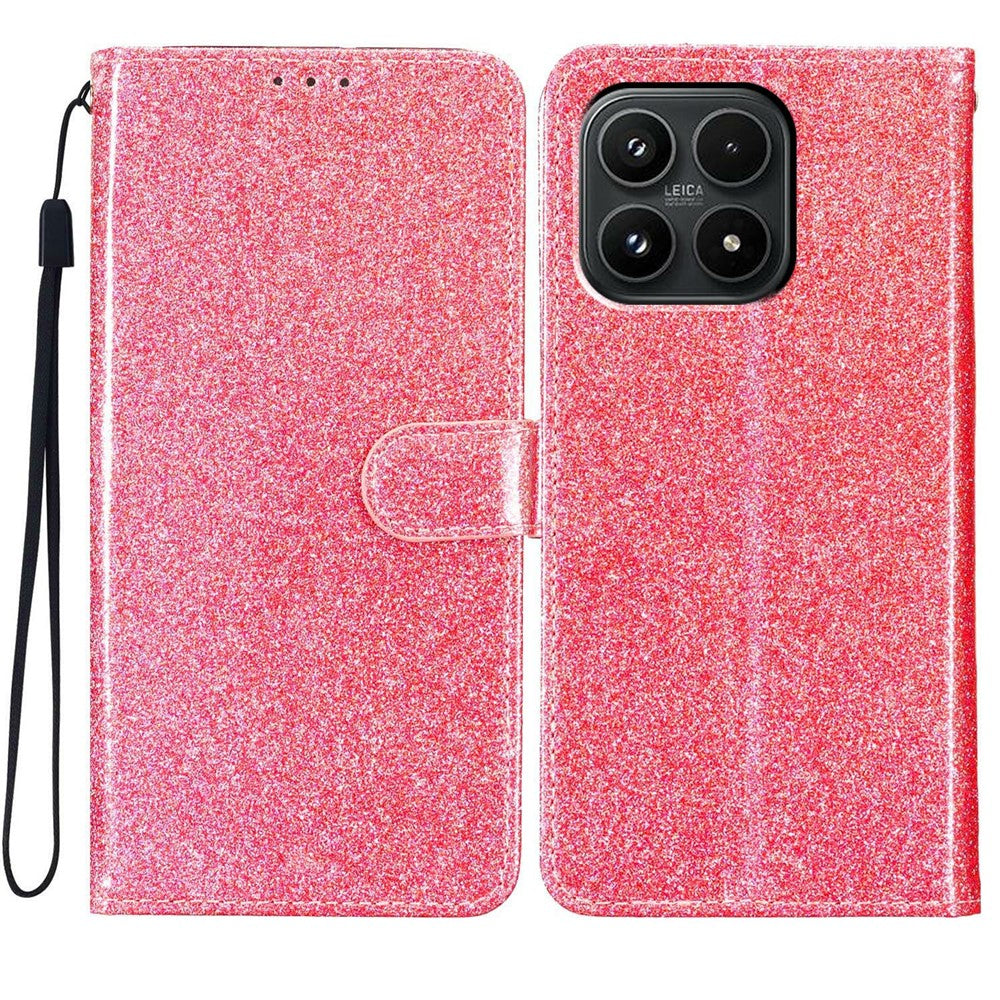 For Xiaomi 17 Wallet Case Glitter Anti-Scratch Leather Stand Phone Cover with Strap
