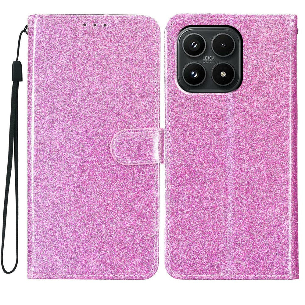 For Xiaomi 17 Wallet Case Glitter Anti-Scratch Leather Stand Phone Cover with Strap