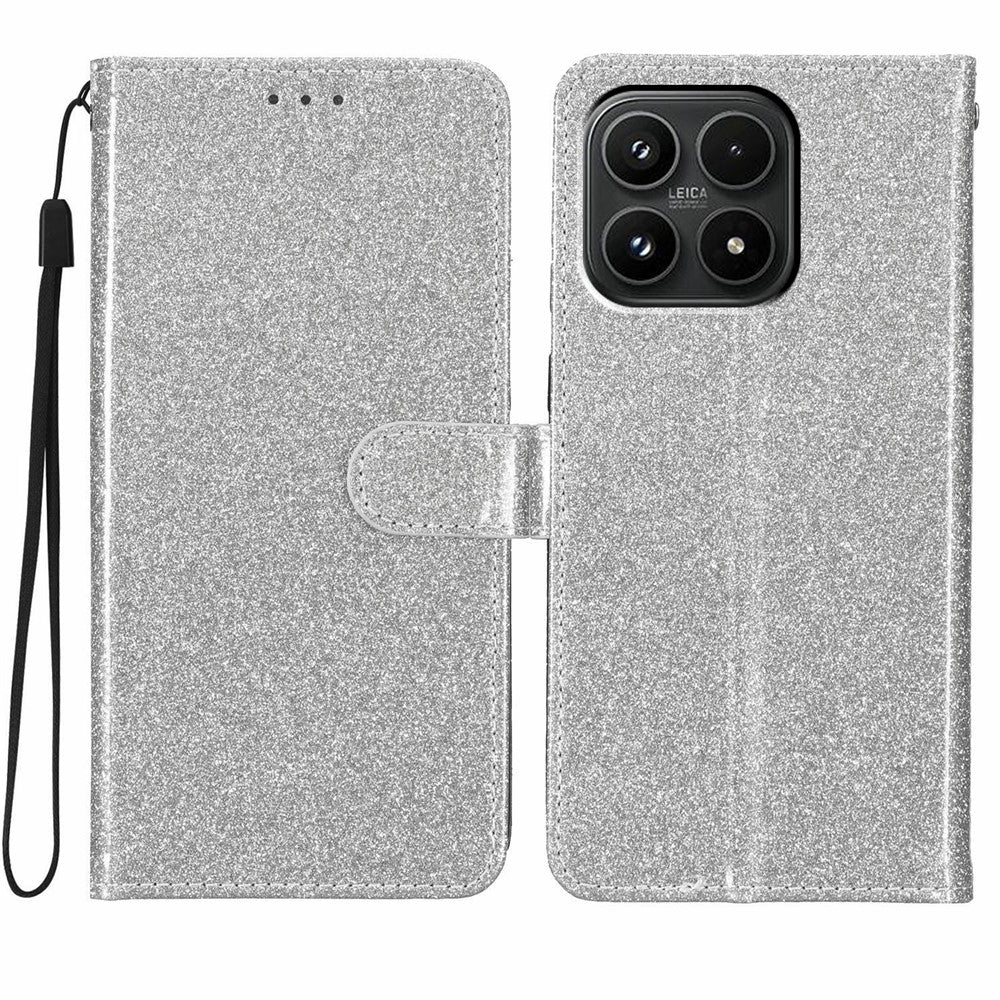 For Xiaomi 17 Wallet Case Glitter Anti-Scratch Leather Stand Phone Cover with Strap