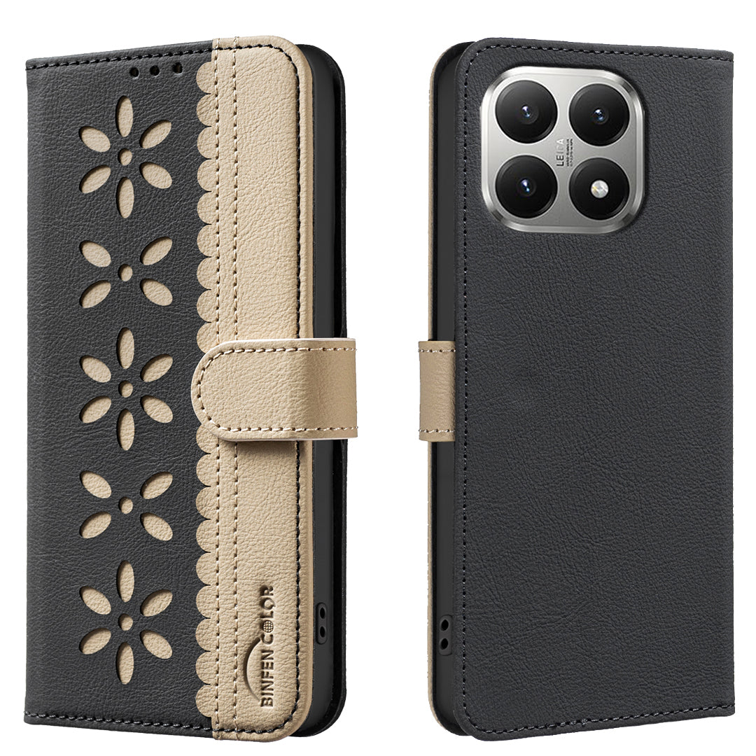 BINFEN COLOR For Xiaomi 15T Leather Case  BF36 Floral Pattern Phone Cover RFID Blocking Wallet Stand