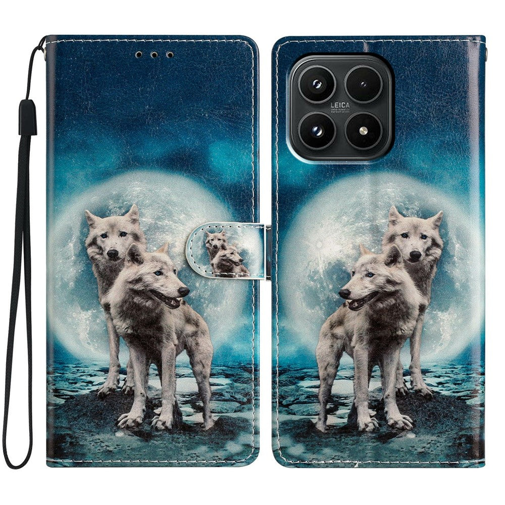 For Xiaomi 17 Wallet Case PU Leather Pattern Printing Stand Phone Cover with Strap