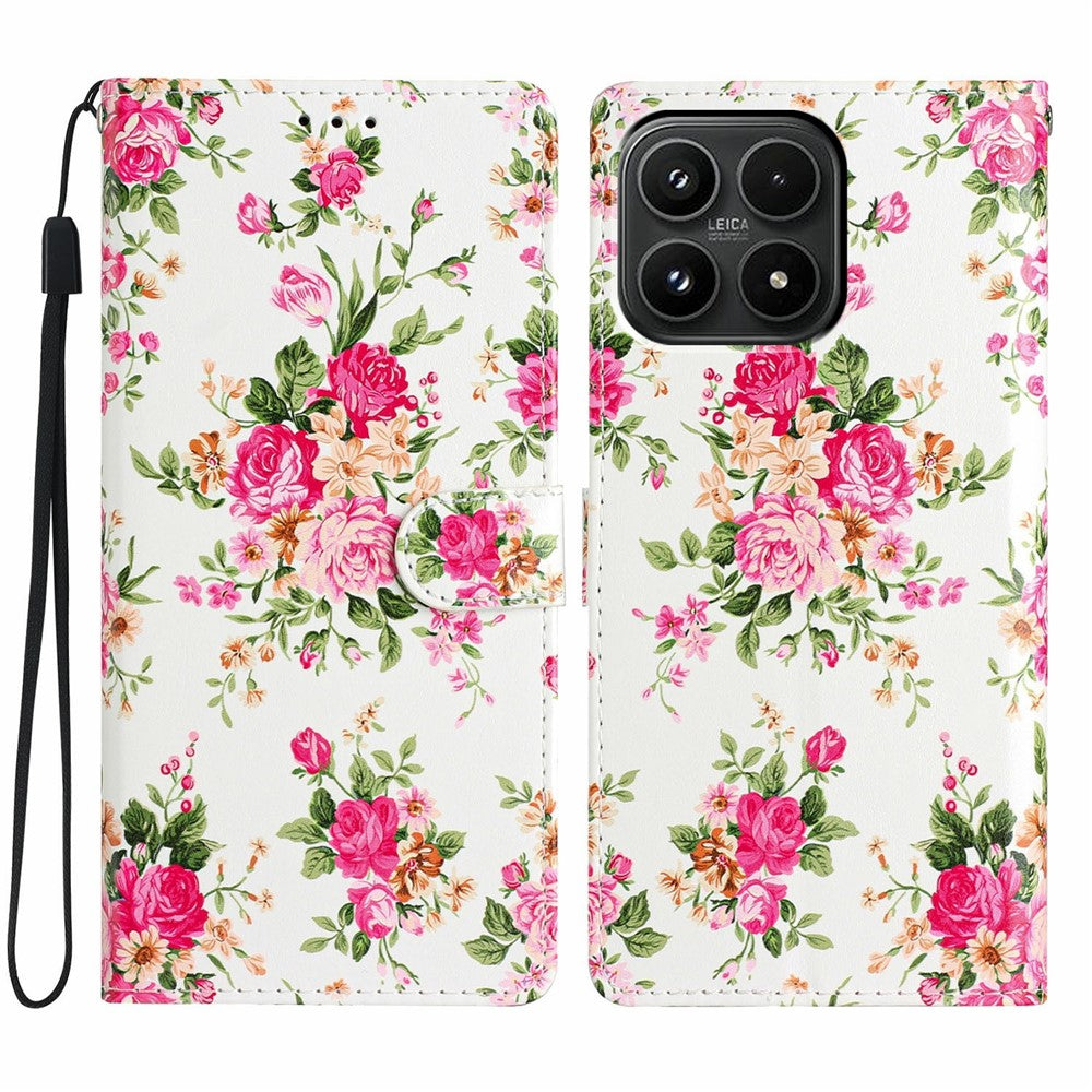 For Xiaomi 17 Wallet Case PU Leather Pattern Printing Stand Phone Cover with Strap