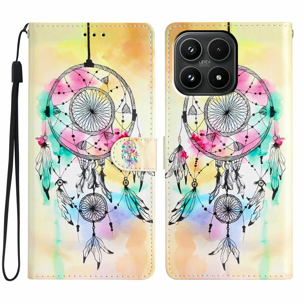 For Xiaomi 17 Wallet Case PU Leather Pattern Printing Stand Phone Cover with Strap